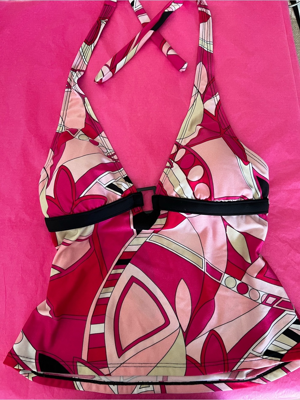 Speedo Pink Floral Print Halter Swimtop